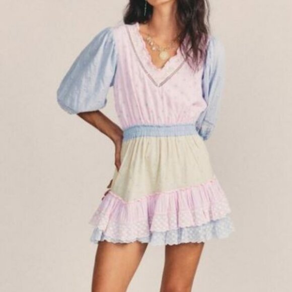 LoveShackFancy Adley Ruffle Ambrosia Garden Mini Dress Sz Med MSRP $385 - Picture 2 of 13
